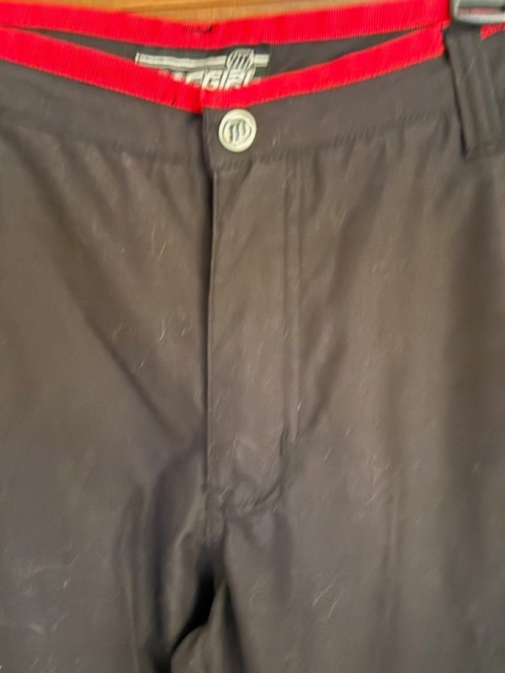 MACGIRL OG VINTAGE raver cargo wide leg pants black red trim side pockets EUC